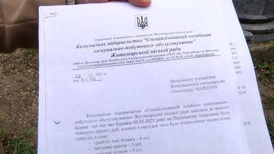 Пам'ятники, хрести та огорожі довкола могил на цвинтарі у Житомирі пошкодили дерева, що впали під час буревію Пам'ятники, хрести та огорожі довкола могил на цвинтарі у Житомирі пошкодили дерева, що впали під час буревію