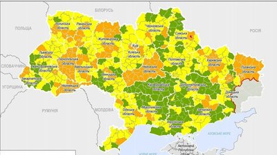 Поділ на карантинні зони в Україні станом на 9 жовтня Поділ на карантинні зони в Україні станом на 9 жовтня