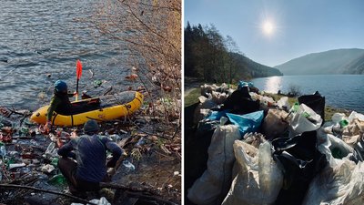 На Закарпатті волонтери прибирали від сміття береги Вільшанського водосховища