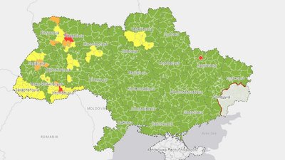 Мапа оприлюднена Центром громадського здоровя вранці 7 серпня Мапа оприлюднена Центром громадського здоровя вранці 7 серпня
