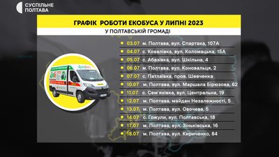 Графк роботи екобуса на липень 2023 Графк роботи екобуса на липень 2023