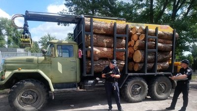 У Сновську затримали вантажівку з сосною без документів