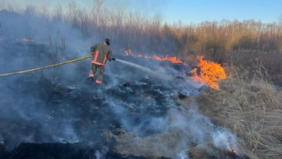 Горіла суха трава на Волині, пожежа сухої трави