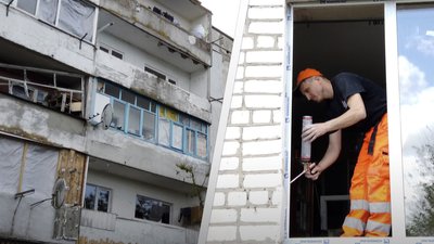 В Овручі на Житомирщині триває відновлення пошкоджених внаслідок авіаударів будинків