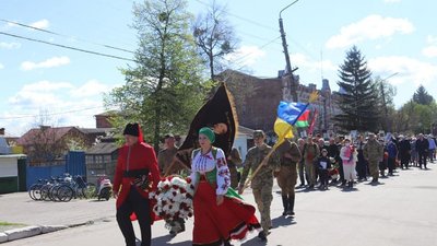 Прапор з Леніним в Зінькові Прапор з Леніним в Зінькові