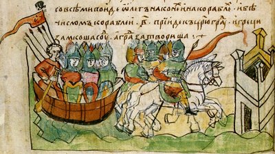 Каспійський похід Мстислава Хороброго (мініатюра Радзивілівського літопису)