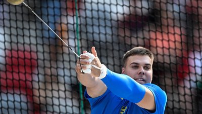 Український метальник молота Михайло Кохан на чемпіонаті світу-2023 в Будапешті.