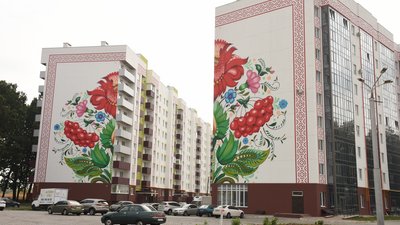 Мурал із зображенням букету із квітів та калини Мурал із зображенням букету із квітів та калини