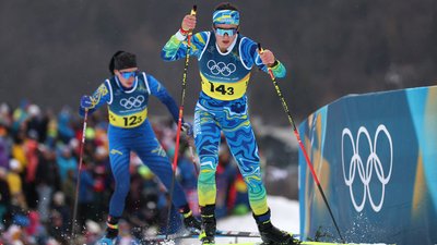 Софія Шкатула під час естафети в лижних перегонах на Олімпійських іграх-2026