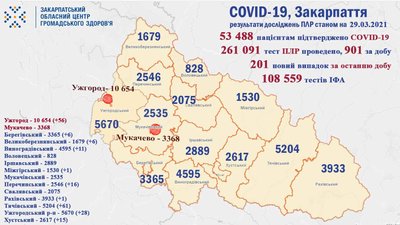 На Закарпатті за добу підтвердили понад 200 випадків COVID-19 На Закарпатті за добу підтвердили понад 200 випадків COVID-19