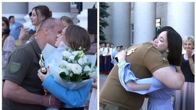 У Кропивницькому двоє військових приїхали з передової на вручення золотих медалей донькам
