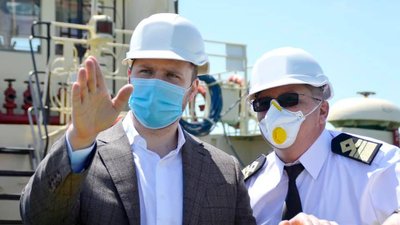 Міністр інфраструктури України Владислав Криклій та в.о. директора ДП “БМТП” Олександр Трощенков. Міністр інфраструктури України Владислав Криклій та в.о. директора ДП “БМТП” Олександр Трощенков.