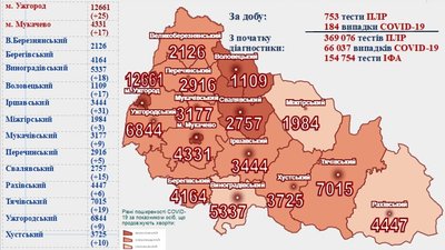 Дев'ять людей, хворих на COVID-19, померли за добу на Закарпатті