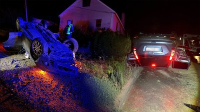 Водій з ознаками сп'яніння в'їхав у бетонне загородження у Чернігові, а авто перекинулось