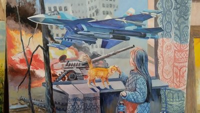 "Я хочу закарбувати історію для нащадків": художник із Житомирщини створює картини про війну в Україні "Я хочу закарбувати історію для нащадків": художник із Житомирщини створює картини про війну в Україні