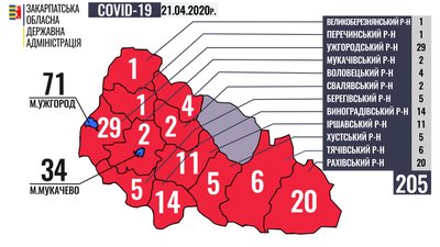 Ситуація щодо COVID-19 на Закарпатті станом на 9 годину 21 квітня (ФОТО)