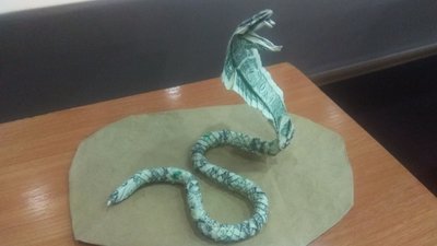 Кобра з доларів та соняхи з гривень. У Сумах відкрили виставку харківського майстра оригамі з купюр