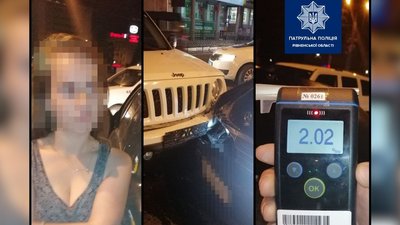 На центральному перехресті Рівного водійка вчинила ДТП. Драгер показав 2,02 проміле На центральному перехресті Рівного водійка вчинила ДТП. Драгер показав 2,02 проміле