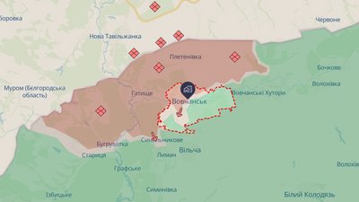 Вовчанськ на мапі бойових дій