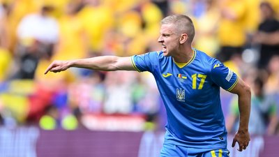 Євро-2024 з футболу: Олександр Зінченко в матчі Румунія — Україна на старті Євро-2024.