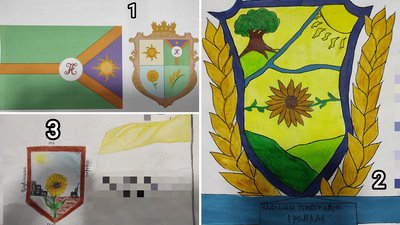 У Надлацькій громаді на Кіровоградщині обирають герб та прапор. Варіанти малювали діти У Надлацькій громаді на Кіровоградщині обирають герб та прапор. Варіанти малювали діти