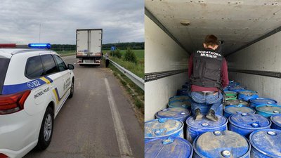 92 бочки фальсифікату: на Черкащині зупинили автомобіль з підробним алкоголем