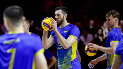 Капітан збірної України з волейболу Юрій Семенюк у матчі в Лізі націй