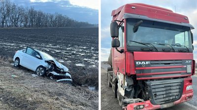 На Черкащині легковик в'їхав у вантажівку