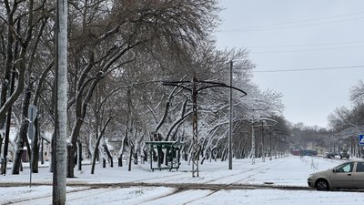 Засніжена вулиця Ігоря Бедзая у Миколаєві Засніжена вулиця Ігоря Бедзая у Миколаєві