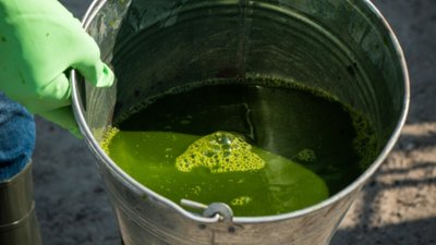 Суспензію хлорели вносять уздовж берегової лінії Тернопільського ставу