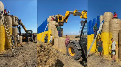 На Тернопільщині із тюків соломи виклали 52-метровий прапор України На Тернопільщині із тюків соломи виклали 52-метровий прапор України