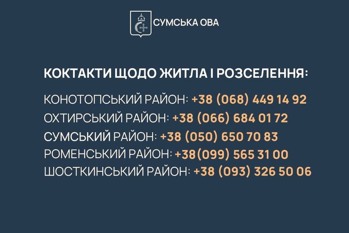Евакуація з прикордоння Сумщини: контакти