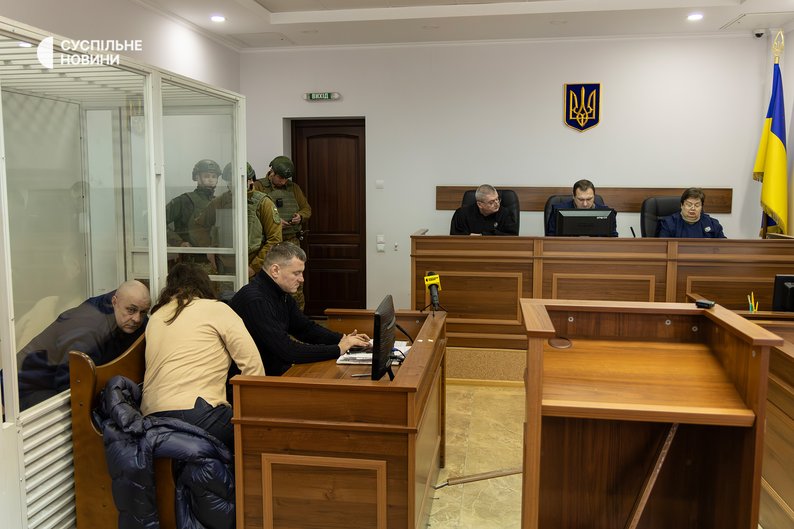 Засідання Шевченківського райсуду у Києві у справі про воєнні злочини росіян на Курщині. На лаві підсудних — полонений російський морпіх Володимир Іванов. Київ, 18 лютого 2026 року
