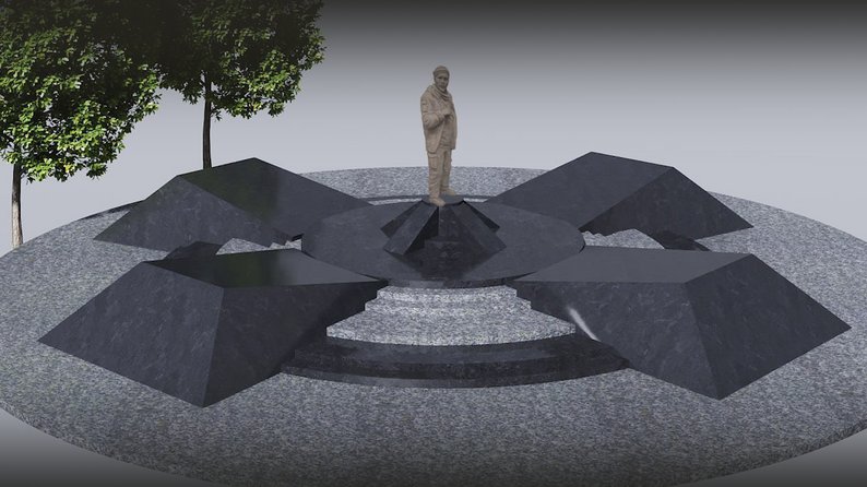 В центрі композиції — статуя Олександра Мацієвського: у Ніжині зводять меморіал загиблим військовим