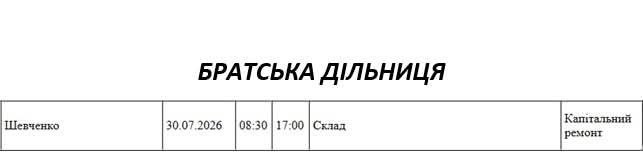 Графіки планових відключень на Миколаївщині 30 липня